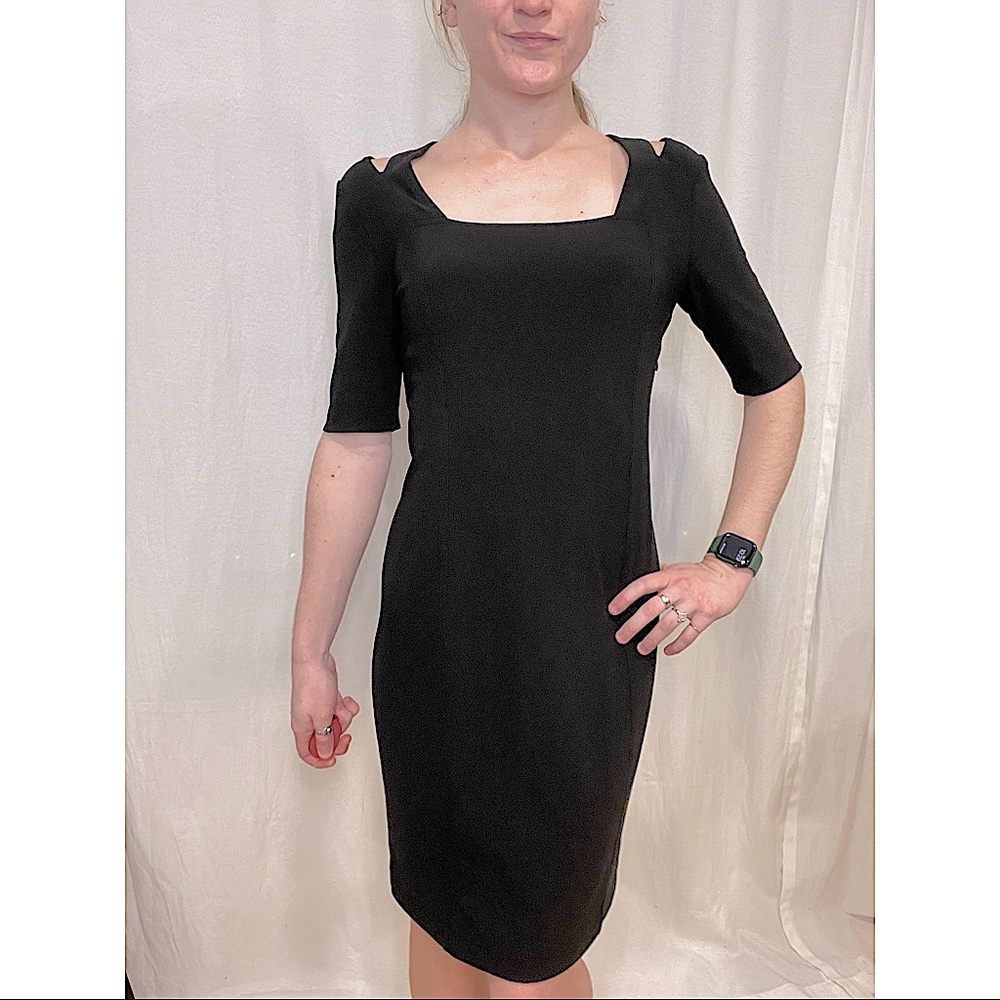 Boston Proper fitted black dress with cute back